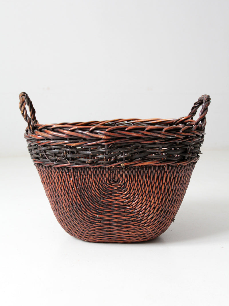 vintage woven basket with handles