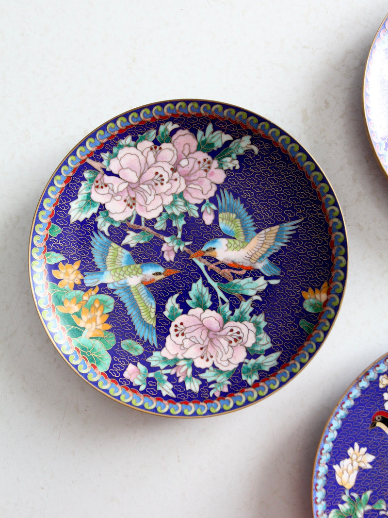 vintage Ching-t'ai Ian Artist Workshop cloissone plates set/3