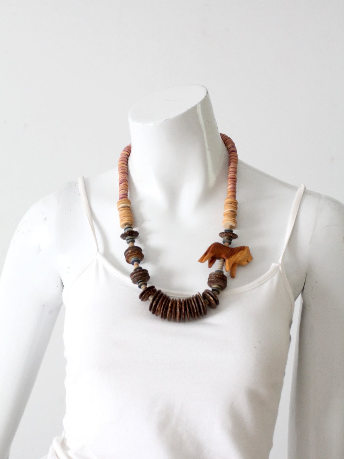 vintage wood statement necklace