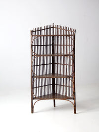 antique rustic twig corner shelf
