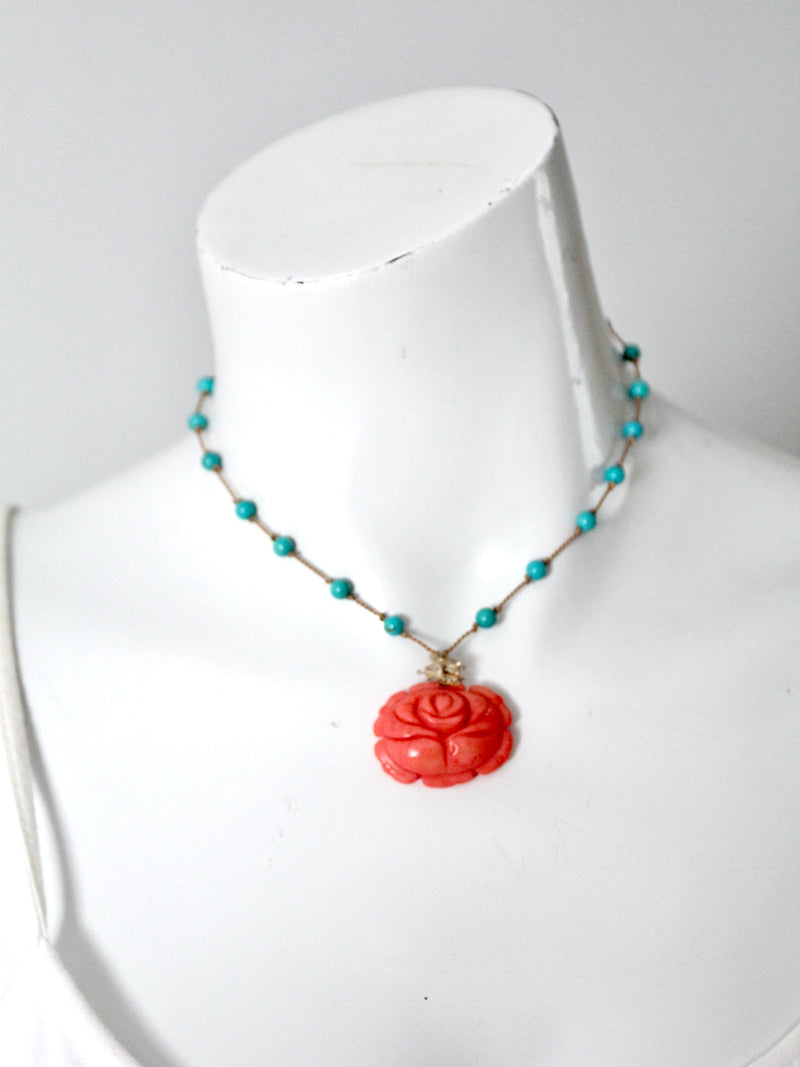 vintage floral pendant necklace