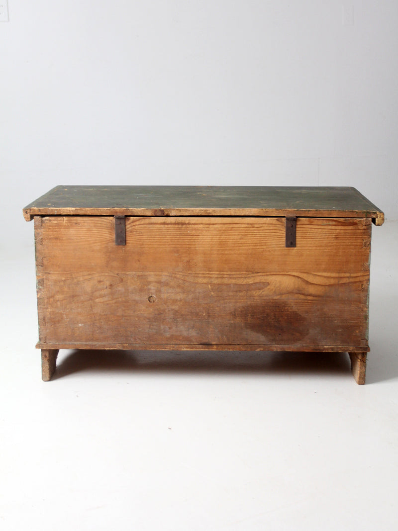 antique flat top wooden trunk