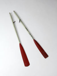 vintage painted wooden oars pair