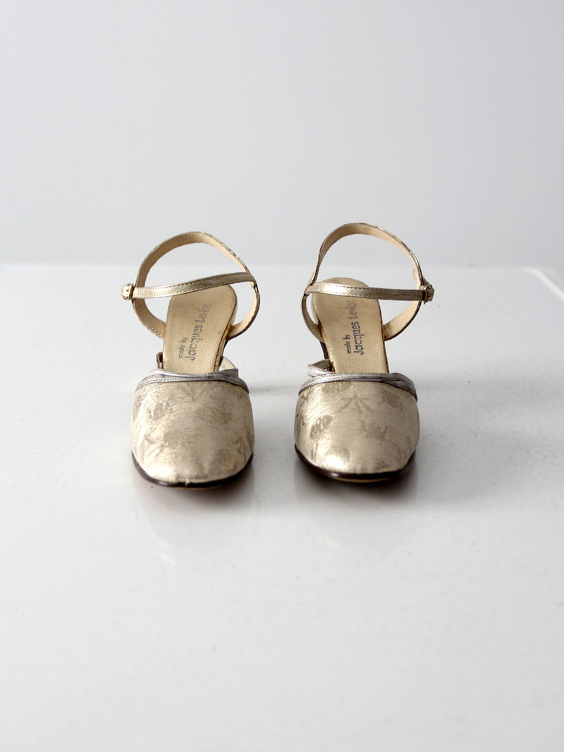 vintage 50s Jacques Levine gold heels, size 7.5