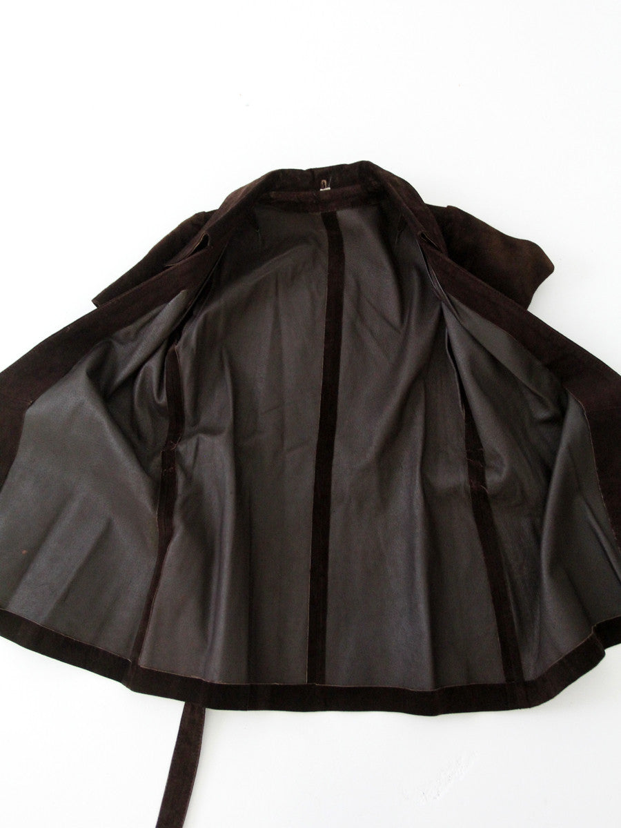 vintage 70s suede leather wrap top