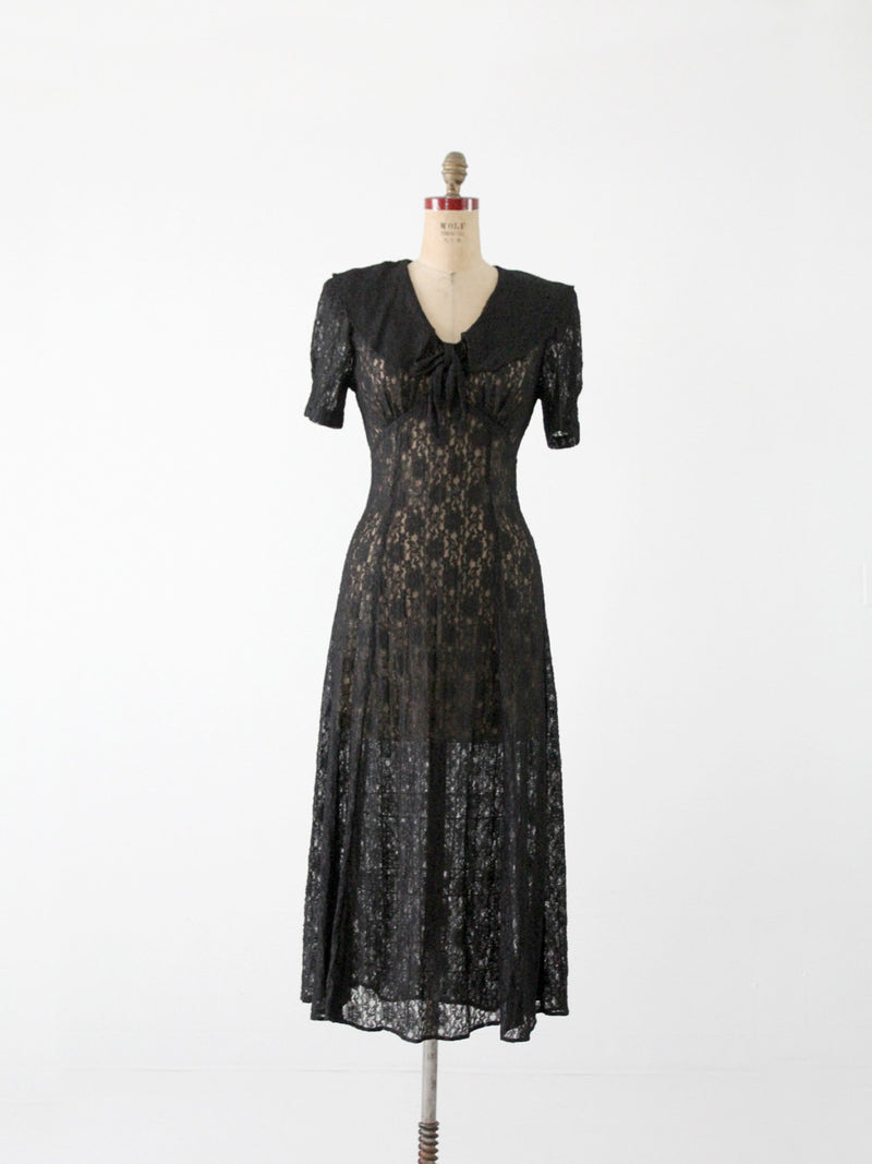 vintage 70s black lace dress