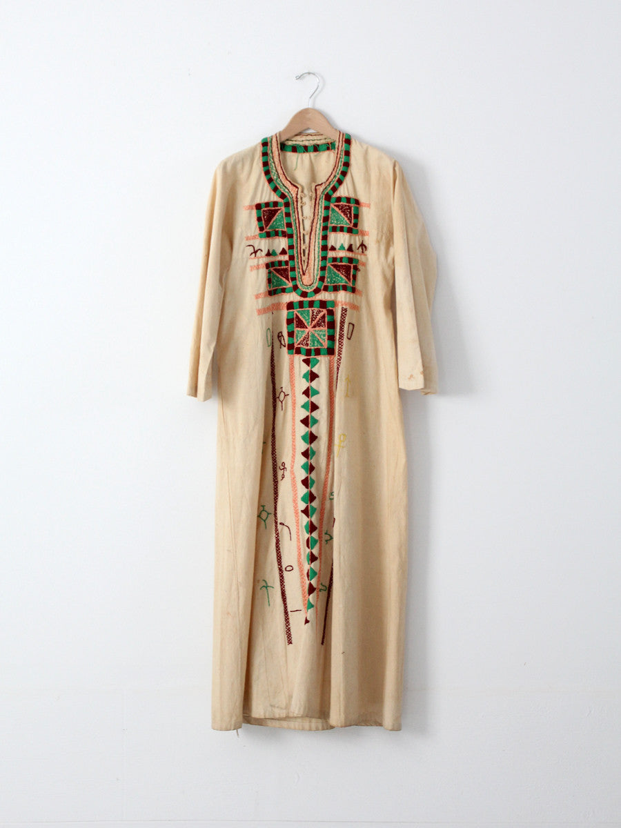 vintage kurta, long embroidered tunic dress