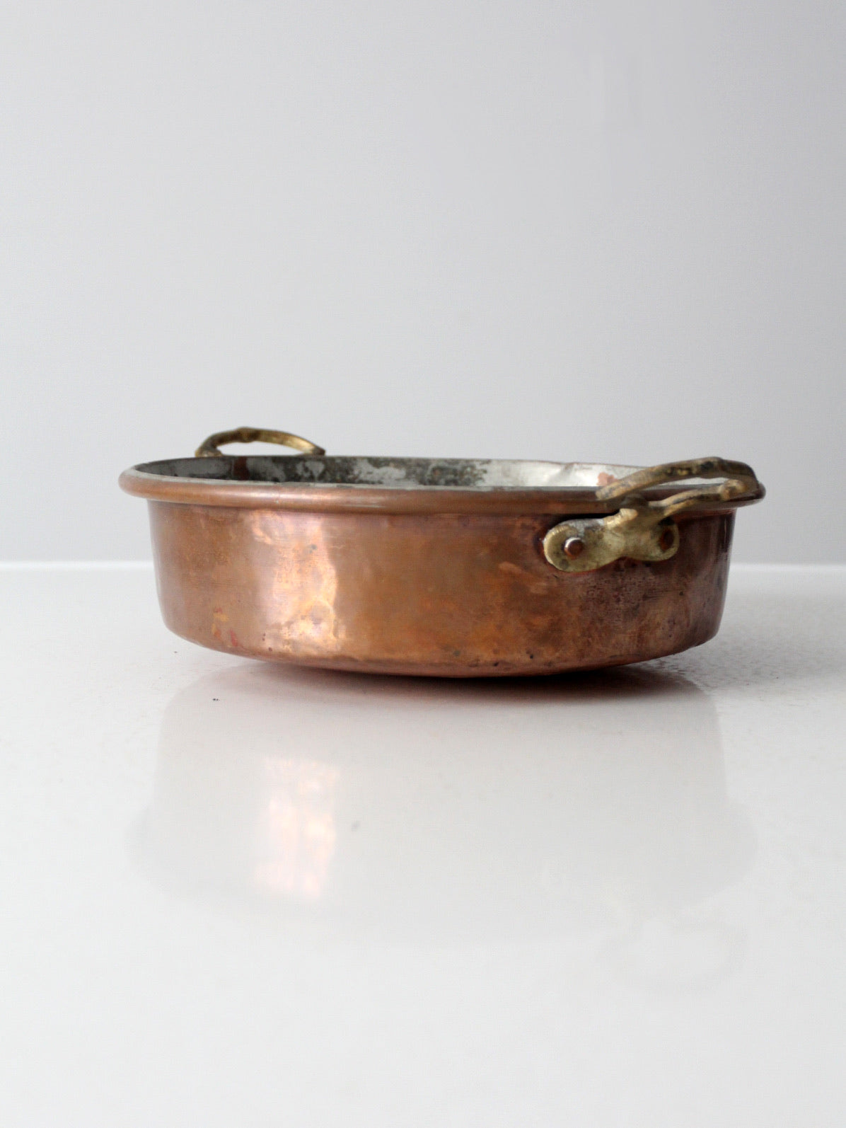 antique copper pan with brass handles – 86 Vintage