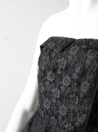 vintage 90s black lace strapless dress