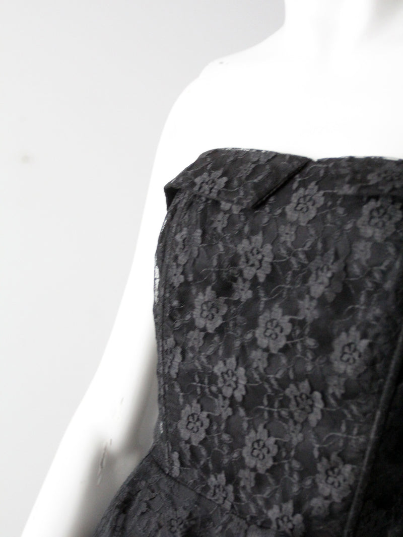 vintage 90s black lace strapless dress