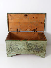 antique flat top wooden trunk