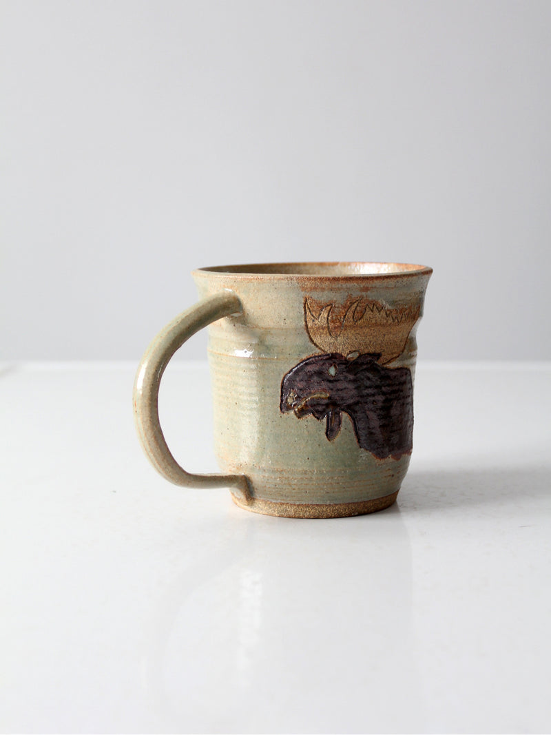 vintage moose studio pottery mug