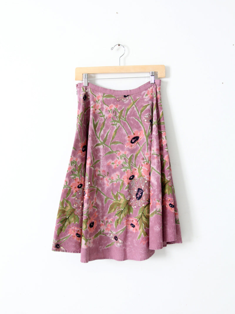 vintage floral print sequin skirt