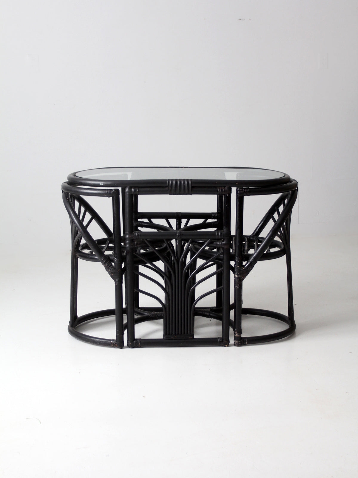 mid-century black rattan dining set