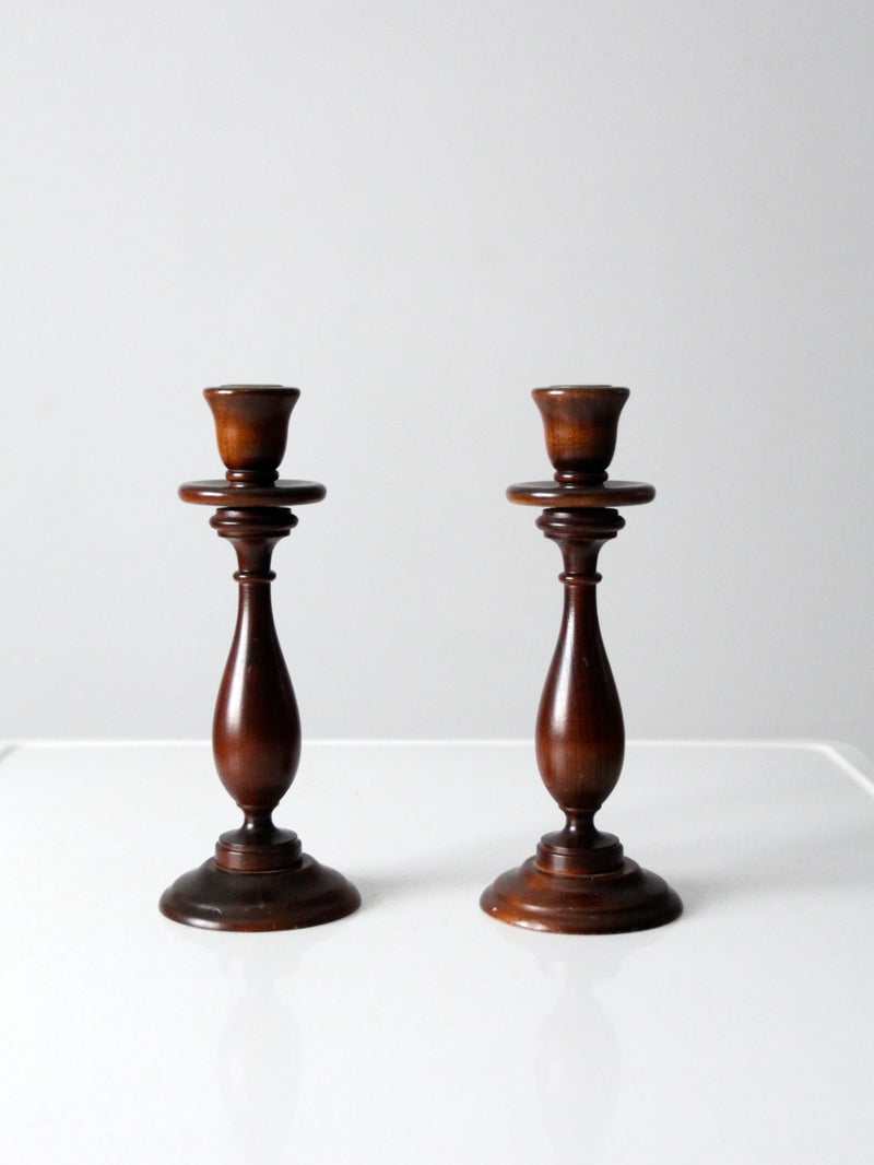 vintage wooden candlestick holders