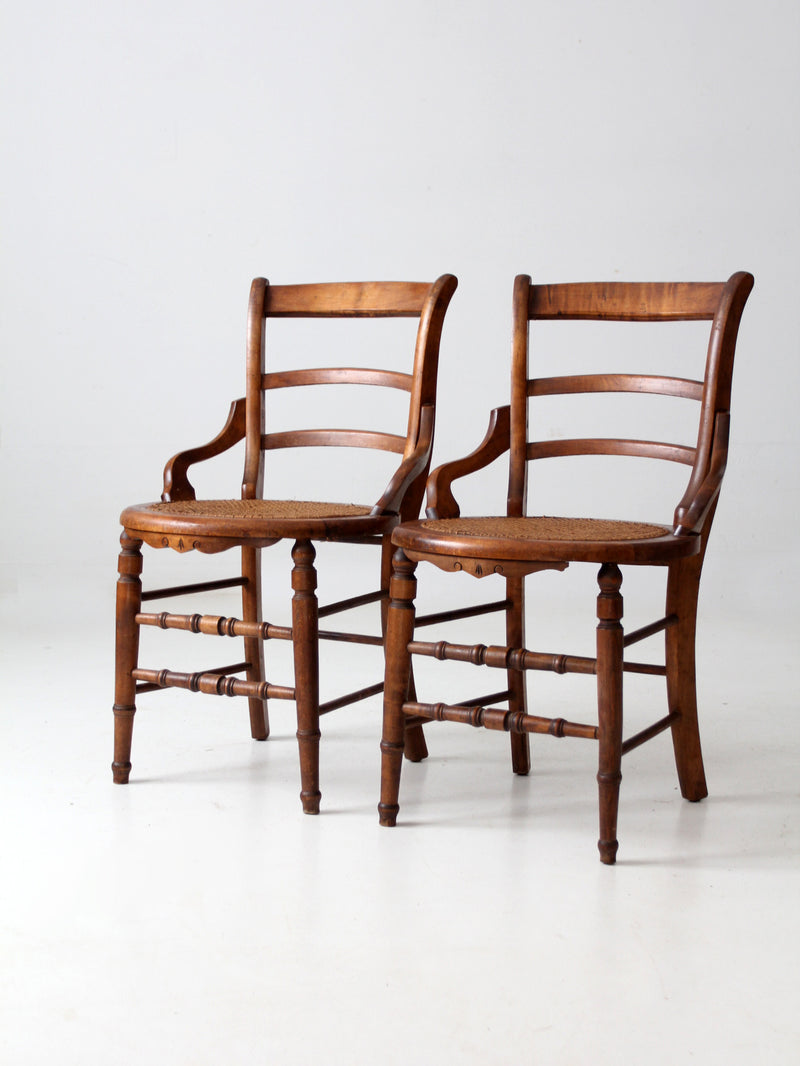 antique Victorian cane seat chairs pair