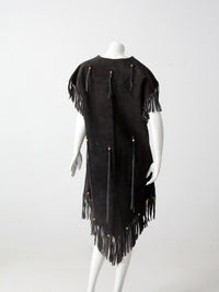 vintage suede leather fringe dress