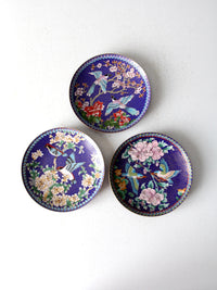 vintage Ching-t'ai Ian Artist Workshop cloissone plates set/3