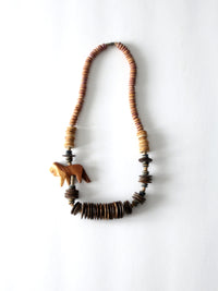 vintage wood statement necklace
