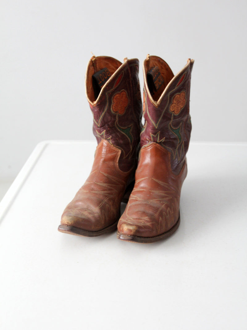 vintage 50s Acme inlay boots, size 10 D