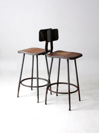 mid century industrial stools pair