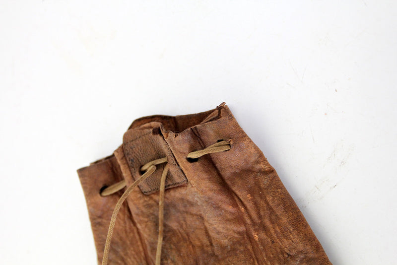 antique leather coin bag