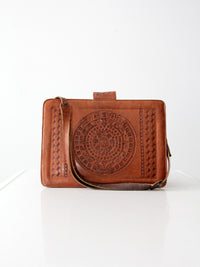 vintage tooled leather handbag
