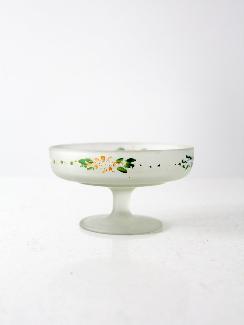 vintage 30s painted satin glass candy dish