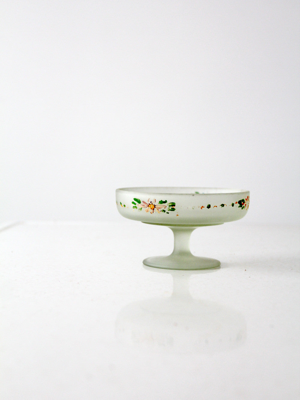 vintage 30s painted satin glass candy dish