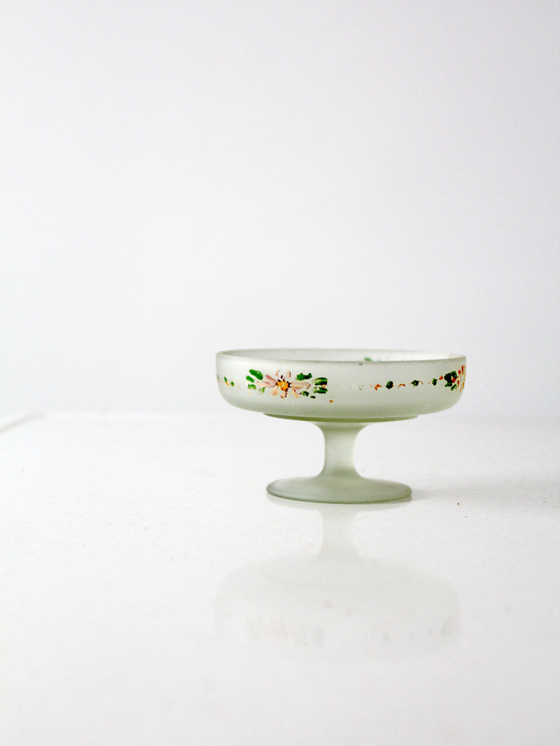 vintage 30s painted satin glass candy dish