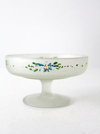 vintage 30s painted satin glass candy dish