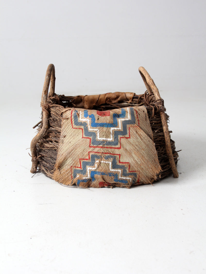 antique painted bark basket