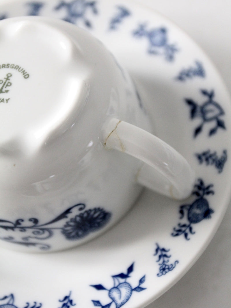 vintage Porsgrund porcelain tea cup and saucer sets
