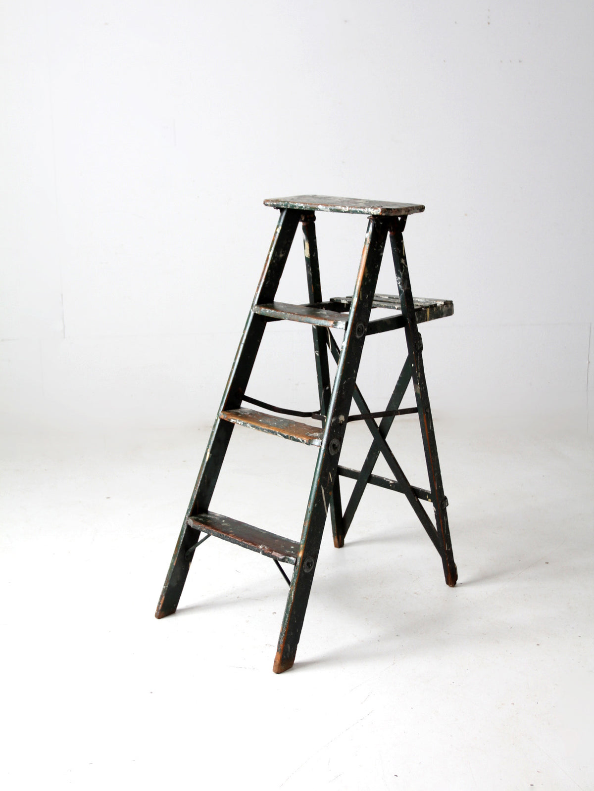 vintage green wood painter's ladder
