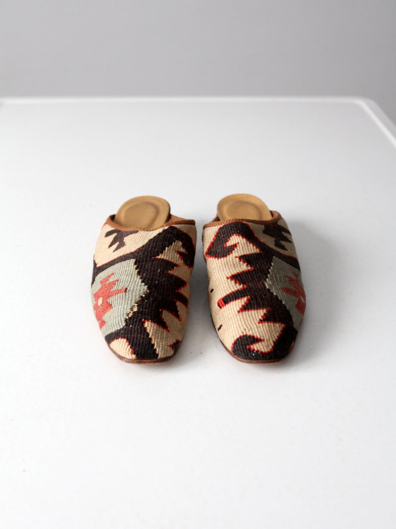vintage kilim mules, size 8