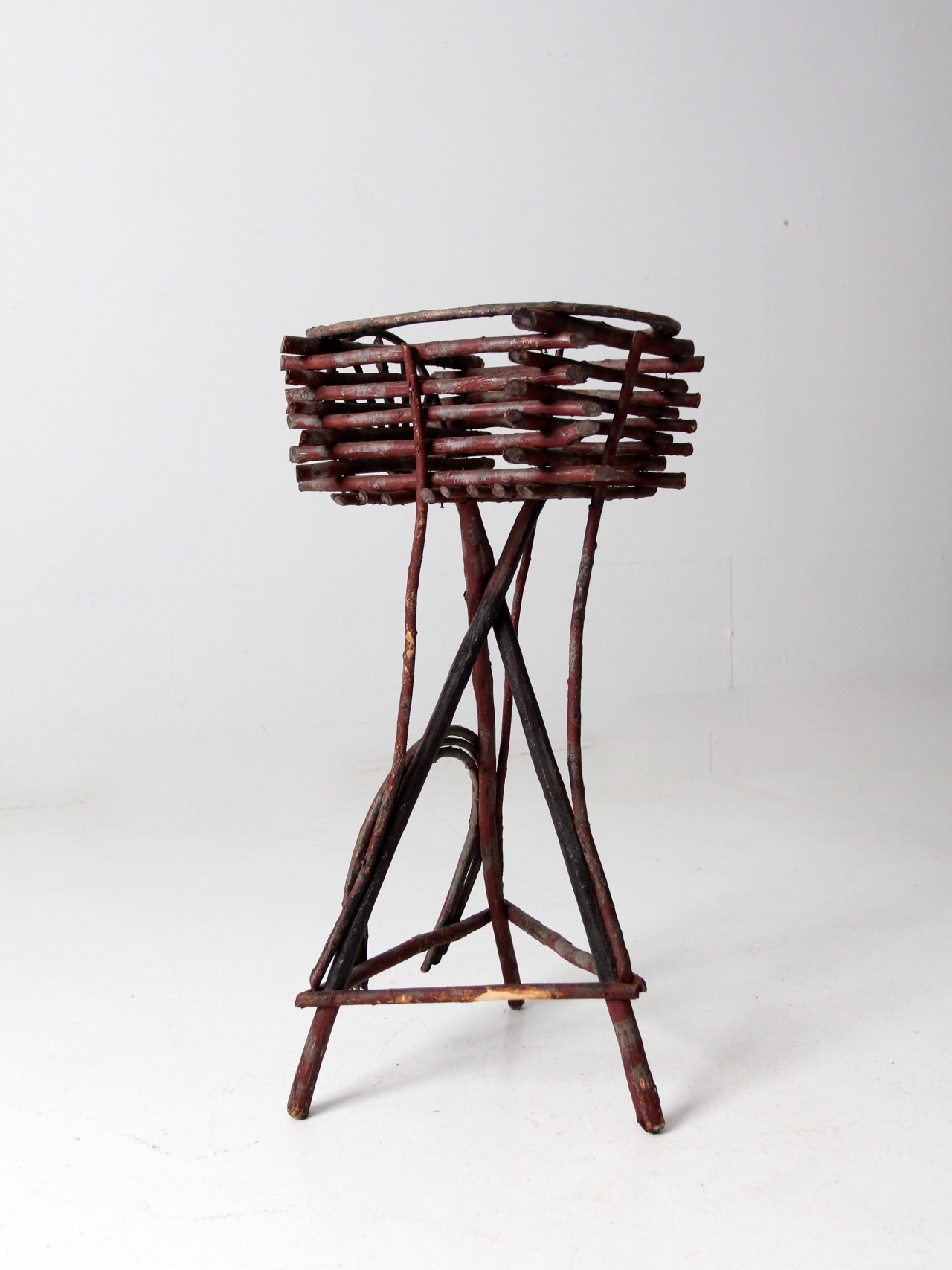 antique Adirondack twig table plant stand