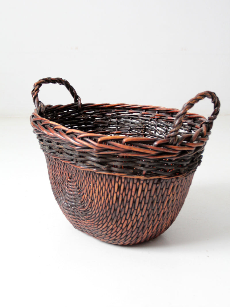 vintage woven basket with handles