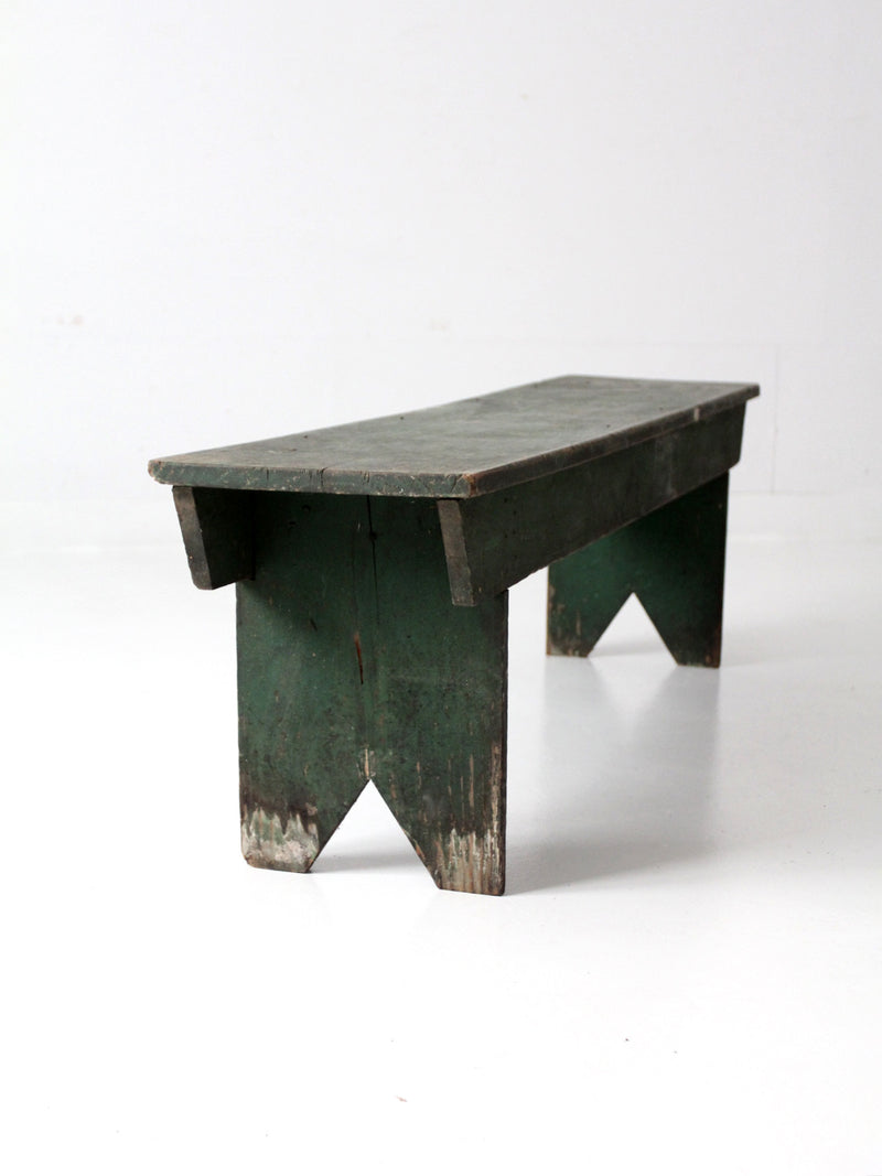 antique primitive green farmhouse bench