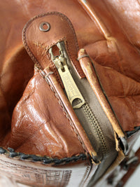 vintage tooled leather satchel bag