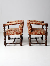 antique turned wood armchairs pair