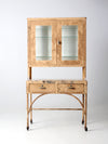 antique metal & glass medical cabinet