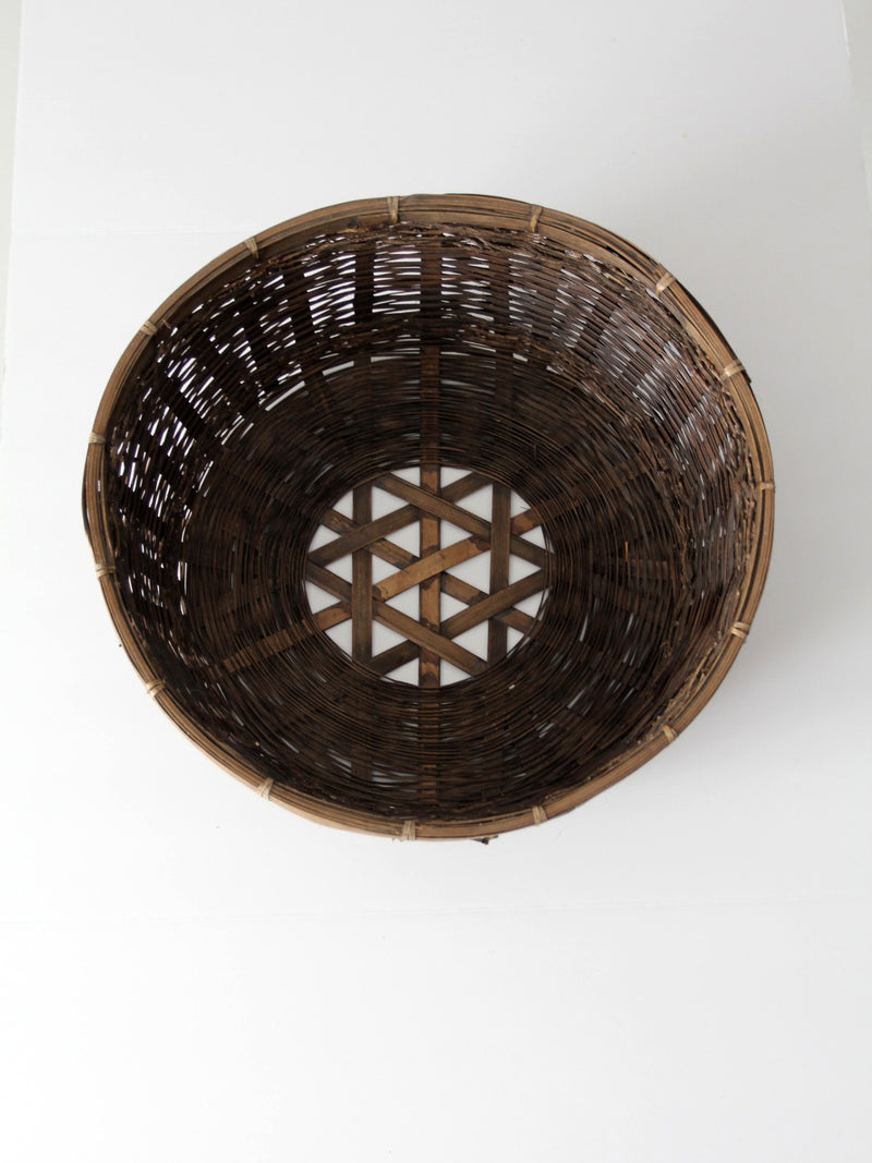 vintage woven reed basket