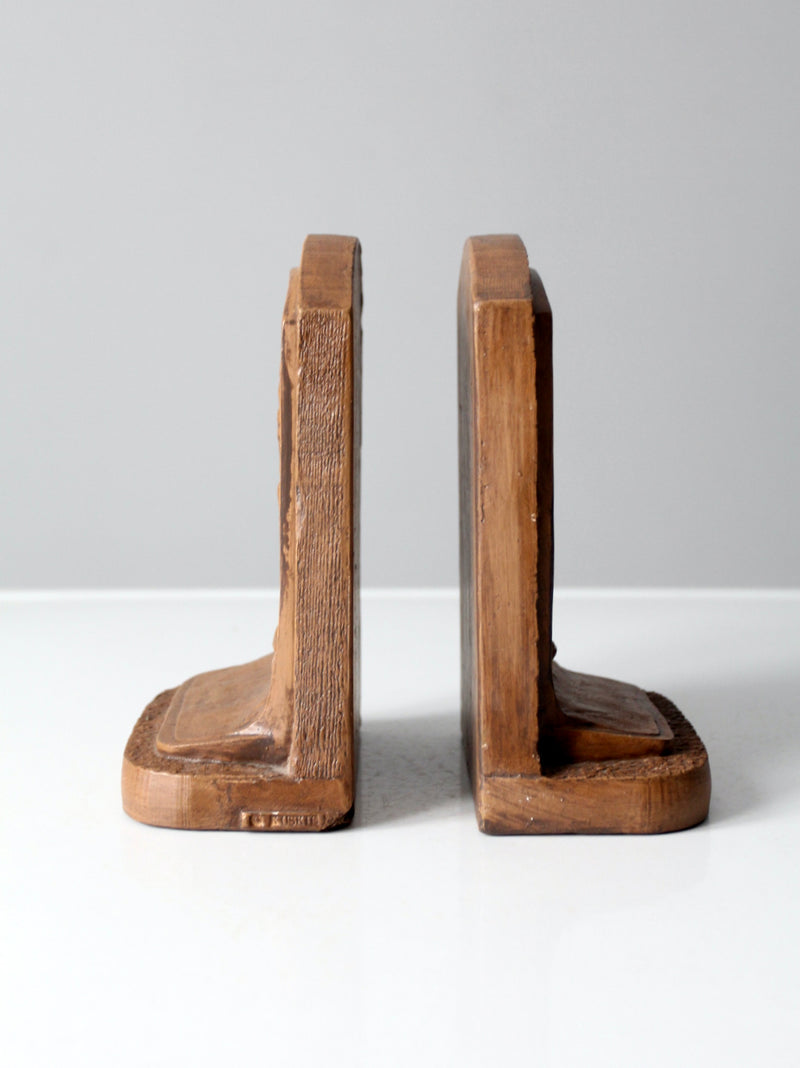 vintage End of Trail chalkware bookends