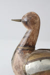 vintage folk art wood & metal duck figurine