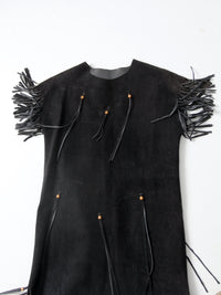 vintage suede leather fringe dress