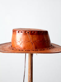 vintage Mexican tooled leather hat