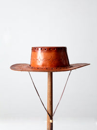 vintage Mexican tooled leather hat