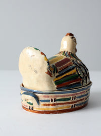 vintage Tonala ceramic chicken covered dish