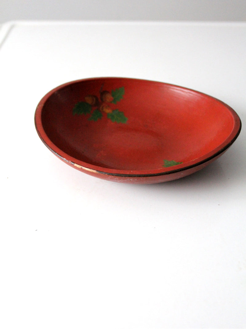vintage painted wooden bowl