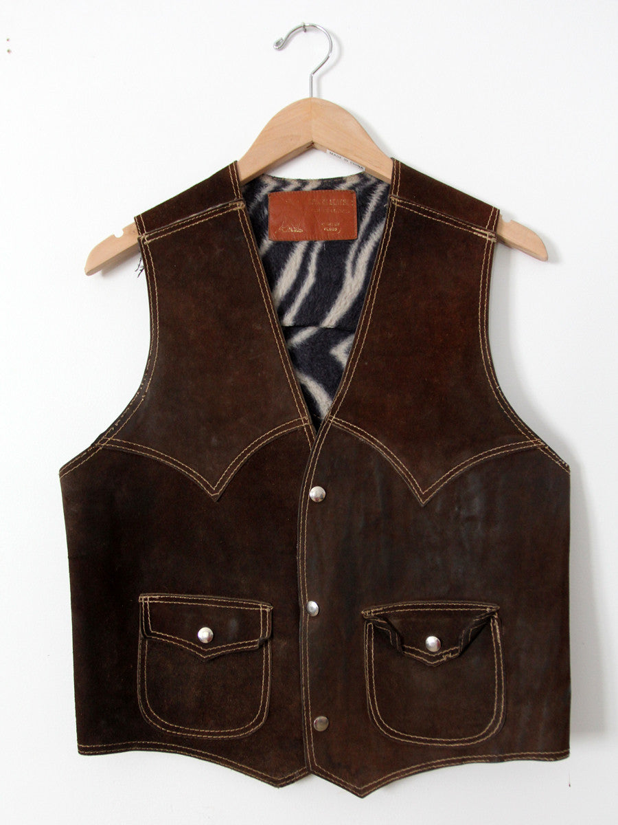 vintage 70s men's suede vest